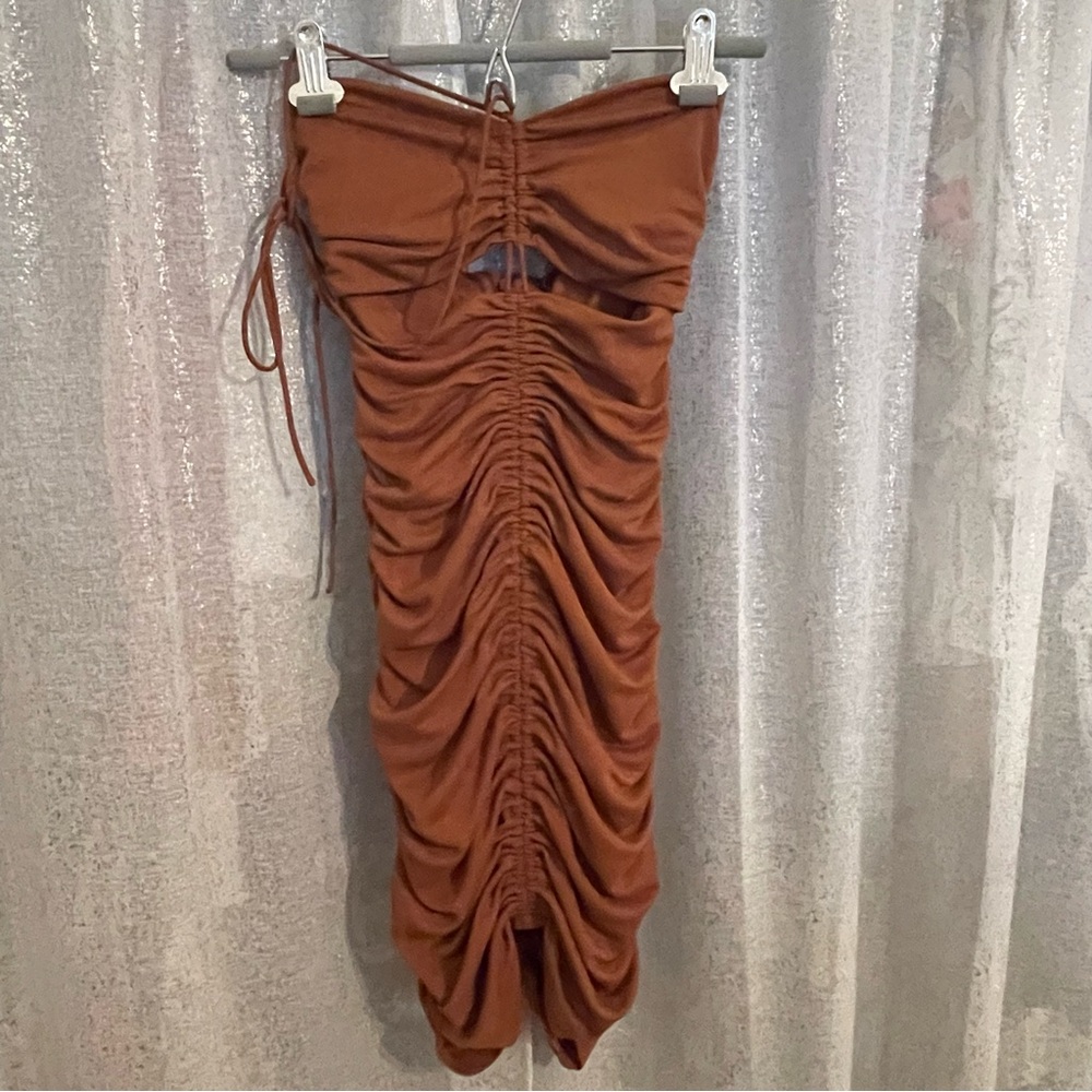 Ruched s Brown Summer Dress size XS